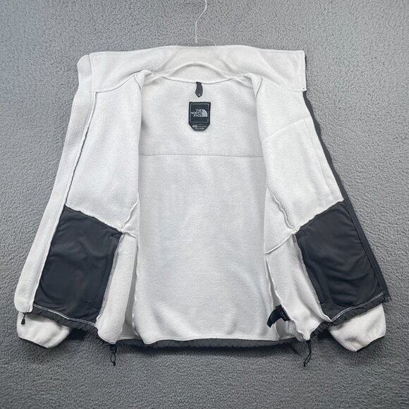 The North Face Denali Fleece Jacket White Gray Nylon Shell Panelled Medium - Picture 12 of 15